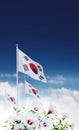 Republic of Korea Taegeukgi and Mugunghwa flowers, Samiljeol and Liberation Day background