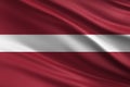 Latvia flag with fabric texture, official colors, 3D illustration