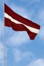 Republic of Latvia state flag, Latvian national carmine red vivid crimson and white bicolour ensign, official European Union, NATO