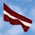 Republic of Latvia state flag, Latvian national carmine red vivid crimson and white bicolour ensign, official European Union