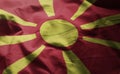 Republic of Macedonia Flag Rumpled Close Up Royalty Free Stock Photo