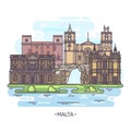 Historical architecture landmarks of Malta, tourism theme