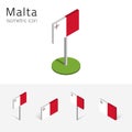 Republic of Malta flag, vector set of 3D isometric icons