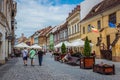 Republic pedestrian street in Brasov, Romania Royalty Free Stock Photo