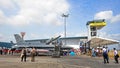 Republic of Singapore Air Force (RSAF) F-16D fighter jet on display at Singapore Airshow Royalty Free Stock Photo