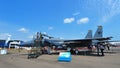 Republic of Singapore Air Force (RSAF) F-15SG twin engine air superiority fighter jet on display at Singapore Airshow