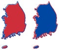 Republic of South Korea ROK simplified map outline. Fill and s