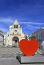 The Republic Square with beautiful cobblestone pavement and Our Lady of The Assumption church Royalty Free Stock Photo