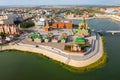 Republic Square and Blessed Virgin Mary in Yoshkar-Ola with Annunciation Cathedral and Tower, Mari El, Russia Royalty Free Stock Photo