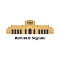 Republic Square. Flat design of historical museum in Yerevan, Armenia. Old architecture building. Tourist destination visit this