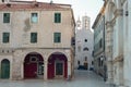 Republic square and street of The King Tomislav in the center of old town of Sibenik, Croatia Royalty Free Stock Photo