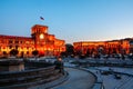 Republic square in Yerevan, Armenia at night. Illuminated historical buildings Royalty Free Stock Photo