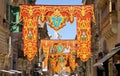 Republic Street decorated for the holiday, Valletta, Malta,