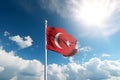 Republic of Turkey symbol is red banner with crescent and star Royalty Free Stock Photo