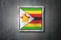 Republic of Zimbabwe flag in concrete wall