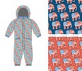 Republican baby Childrens clothing . Republican Elephant seamless pattern. Elephant texture. Symbol of political party in