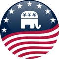 Republican Button - Waving Flag