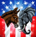 Republican Democrat Elephant Donkey Party Politics Royalty Free Stock Photo