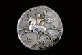 Republican denarius of M.Sergius Silus 116 BC. Royalty Free Stock Photo