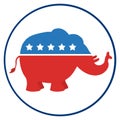 Republican Elephant Cartoon Character Circle Label Royalty Free Stock Photo