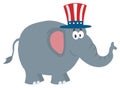 Republican Elephant Cartoon Character With Uncle Sam Hat Royalty Free Stock Photo