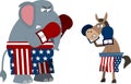 Republican Elephant And Democrat Donkey Is Boxing Royalty Free Stock Photo