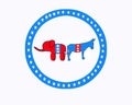 Vote 2020 is in progress and illustrated with the Democratic Donkey and Republican elephant