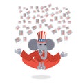 Republican Elephant hat Uncle Sam meditating votes in elections.