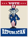 Republican Elephant Mascot Thumbs Up USA Flag Royalty Free Stock Photo