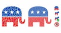 Republican elephant Mosaic Icon of Bumpy Pieces