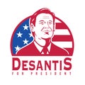 Republican and Florida Governor Ronald Dion Desantis for President 2024 USA Flag