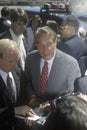 Republican presidential candidate for the 1996 election, Senator Bob Dole smiles as he meets people at a rally at Temple Christian