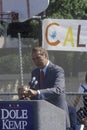 Republican presidential candidate for the 1996 election, Senator Bob Dole speaks at a rally at Temple Christian School in