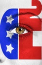 Republicans elephant painted on face to support elections