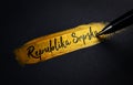 Republika Srpska Handwriting Text on Golden Paint Brush Stroke