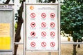 Repulse Bay, Hongkong - November 19, 2015: Twelve warning chinese signs