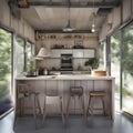 A repurposed cargo container home, ingeniously designed with modular functionality