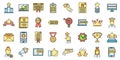 Reputation experience icons set vector color