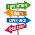 Reputation Quality Experience Reliability Trust Signs Royalty Free Stock Photo