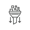 Request filtering, icon in line design. Requests filtering, request management, data filtering, input validation Royalty Free Stock Photo
