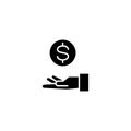 Request for the funds black icon concept. Request for the funds flat vector symbol, sign, illustration.