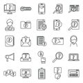 Request icons set outline vector. Friend computer