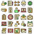 Request icons set vector flat