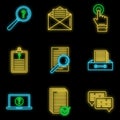 Request online form icons set vector neon