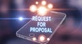 Request for proposal business concept presented on smartphone screen with light effects white background Royalty Free Stock Photo