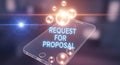 Request for proposal concept displayed on a modern device with digital glow white background Royalty Free Stock Photo