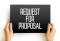 Request For Proposal - document that solicits proposal and made through a bidding process, text concept on card Royalty Free Stock Photo