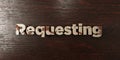 Requesting - grungy wooden headline on Maple - 3D rendered royalty free stock image