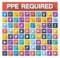 Required Personal Protective Equipment PPE Symbol,Safety Icon