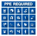 Required Personal Protective Equipment PPE Symbol,Safety Icon